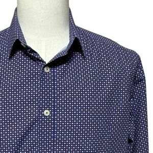 Untuckit Shirt Mens Large Blue Floral Long Sleeve Button Up Geometric Print